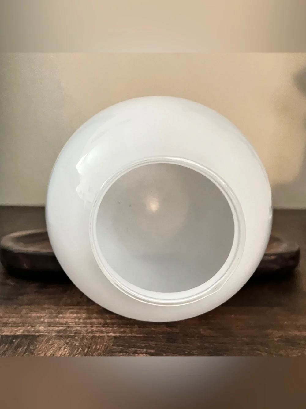 Vintage MCM White Milk Glass Globe Lamp Shade 6 inch Round 3 inch Fitter